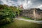 The Kaiserburg in Nuremberg features deep, protective moat encircling its walls, adding to its medieval charm and historical