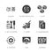 Kaizen, 5S methodology flat glyph icons set. Japanese business strategy, kanban method vector illustrations. Signs for