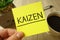 Kaizen - Japanese continuous improvement - motivational reminder handwritten on sticky note