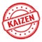 KAIZEN text on red grungy vintage round stamp