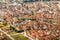 Kalabaka Greek town orange building roofs, aerial view, Kalampaka, Trikala, Thessaly