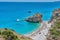 Kaladi beach, scenery with crystal clear water and the rock formation against a deep blue sky in Kythira island during Summer