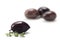 Kalamata, the spicy black olive from Greece, isolated on white