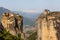 Kalampaka Town and rock with Holy Trinity Monastery, Meteora