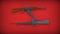 Kalashnikov AK-47 and M 16 on red background.