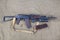 Kalashnikov AK 74 with underbarrel grenade launcher and ammunitions on canvas