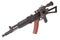 Kalashnikov AK with optical sight on white