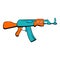 Kalashnikov assault rifle icon cartoon