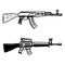 Kalashnikov, m16 automatic rifle. Design element for emblem, sign, poster, t shirt.