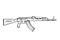 Kalashnikov rifle. Firearms. Sketch Set of Kalashnikov assault rifle AK-47, AKM, AKC, AKMC, AK-74. Firearms in combat. Assault Gun
