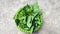 Kale green vegetables on a basin