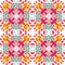 Kaleidoscope colorful geometric pattern for surface and textile design. Seamless checkered watercolor background.