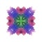 Kaleidoscope. Flower. Blue, violet, purple, pink and green paint blotch. Abstract symmetric watercolor painting.