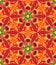 Kaleidoscope geometric orange and green seamless pattern