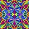 A kaleidoscopic design with overlapping triangles in rainbow colors1, Generative AI