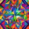A kaleidoscopic design with overlapping triangles in rainbow colors5, Generative AI