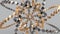 Kaleidoscopic geometric abstract mandala. Looping 3d render animation background