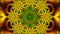 Kaleidoscopic transformation of a gold mandala with a green fractal ornament