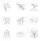 Kaleyard icons set, outline style