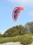 KALININGRAD REGION, RUSSIA. Flight of a paraplane in the sky over Curonian Spit