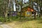 KALININGRAD REGION, RUSSIA. Summer lodges in the pine wood. Camp site of Dune