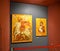 KALININGRAD, RUSSIA. Amber icons `Saint Georges the Victorious` and `the Iversky Mother of God` in an exposition of the museum