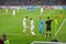 KALININGRAD, RUSSIA. A ball exit in a miss. A football match between the Baltika teams - Krylja Sovetov. Baltic Arena stadium