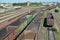 KALININGRAD, RUSSIA. Empty freight trains stand Kaliningrad-sorting on the ways of railway station