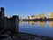 Kaliningrad, Russia - February 16, 2019 : stone piles at the city shoreline of city