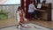 Kaliningrad, Russia. The girl plays a violoncello. A morning performance in kindergarten