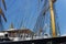 KALININGRAD, RUSSIA - JUNE 19, 2016: Steel masts of the famous barque Kruzenshtern prior Padua.