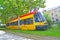 KALININGRAD, RUSSIA.  Polish-made tram model Pesa Twist moves through Festival Alley