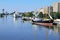 KALININGRAD, RUSSIA - SEPTEMBER 18, 2012: Ships and submarine berthed at the quay of Peter the Great. The tourist