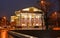 KALININGRAD, RUSSIA. View of the building of the building of Regional drama theater in the evening