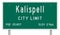 Kalispell road sign showing population and elevation
