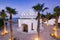 Kalithea Spring Therme Illuminated at Blue Hour after Sunset, Rhodes,Greece