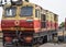 Kalka, Haryana, India May 14 2022 - Indian toy train diesel locomotive engine at Kalka railway station during the day time, Kalka