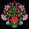 Kalocsai embroidery - Hungarian floral folk pattern on black