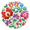 Kalocsai embroidery - Hungarian round floral folk pattern