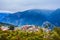 Kalpa town aerial panoramic view, India