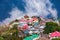 Kalpa town aerial panoramic view, India