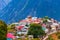 Kalpa town aerial panoramic view, India