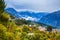 Kalpa town aerial panoramic view, India