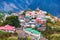 Kalpa town aerial panoramic view, India