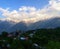 Kalpa village and Kinnaur Kailash sacred peak at sunrise view