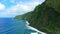 Kaluahine Falls Waipio bay Big Island Hawaii Aerial viewl