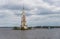 Kalyazin Bell Tower Flooded Belfry over waters of Uglich Reservoir on Volga River as part of Monastery of St. Nicholas, oppo