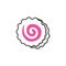Kamaboko Japanese seafood product doodle icon, vector color line illustration
