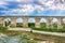 Kamares antique aqueduct in Larnaca, Cyprus. Ancient Roman aqueduct