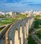 Kamares Aqueduct, Larnaca cityscape, Cyprus